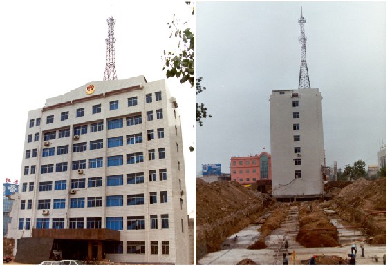 國內(nèi)平移建筑物最高、高層建筑平移距離最遠的建筑移位工程-山東省某辦公樓整體平移-國內(nèi)建筑物整體平移實踐-建筑移位